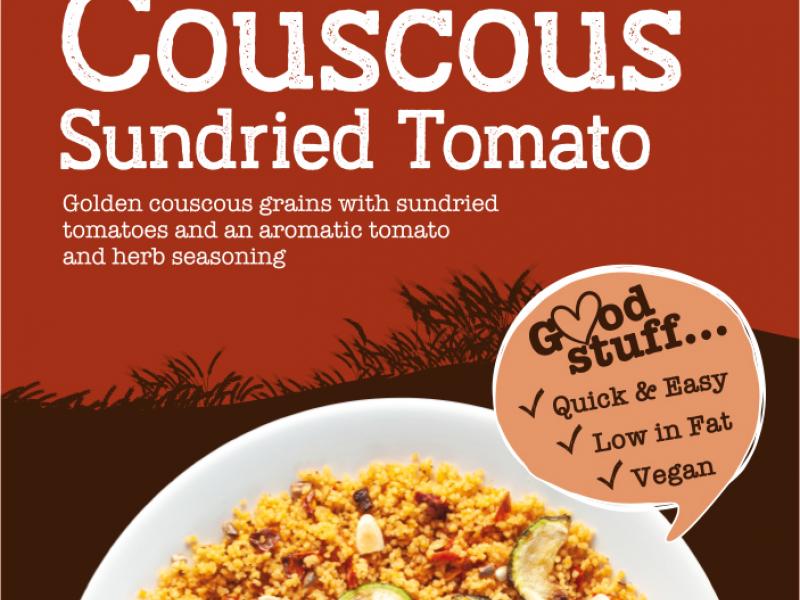Golden Couscous grains with Sundried Tomatoes & an aromatic Tomato & Herb seasoning